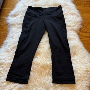 Black lululemon capri leggings either mesh